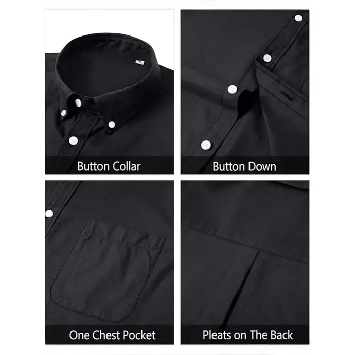 Chemises à manches longues pour hommes chemise Oxford de couleur unie