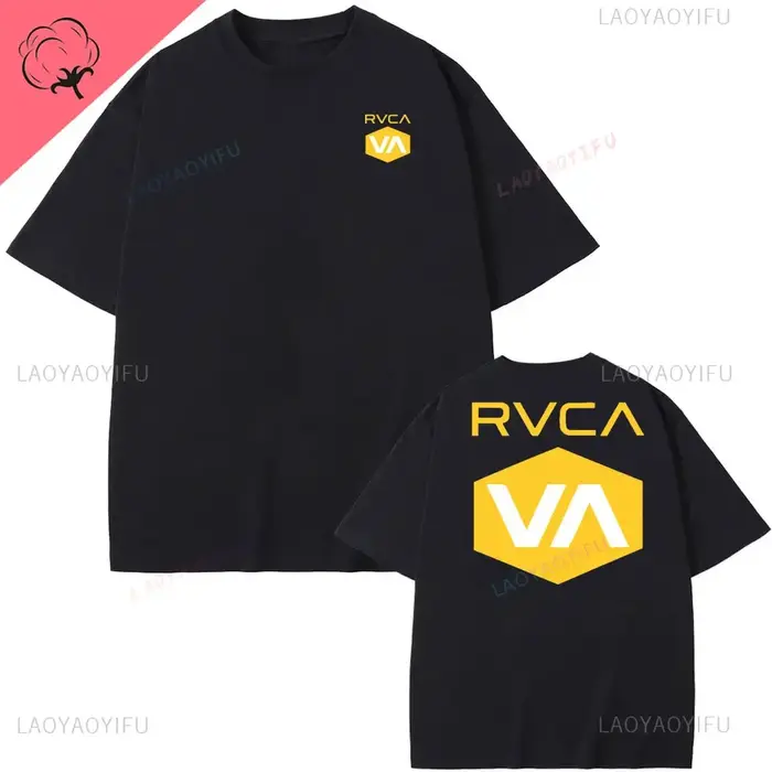 T-shirt RVCA noir en coton pour l'été, manches courtes, mode homme femme, design de marque, haut str