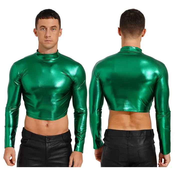 T-shirt métallique brillant pour hommes