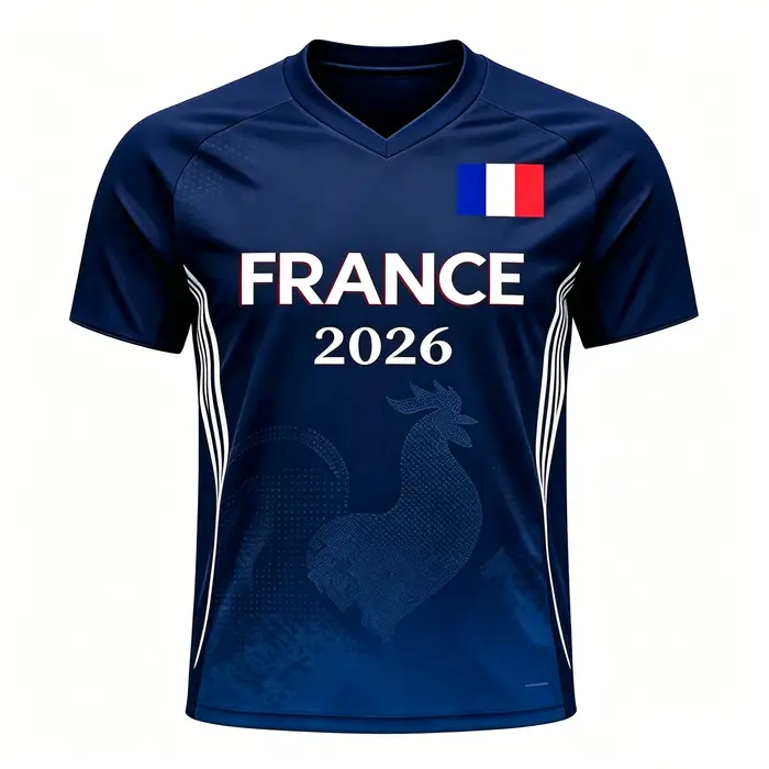 Maillot de football imprimé drapeau français 2026