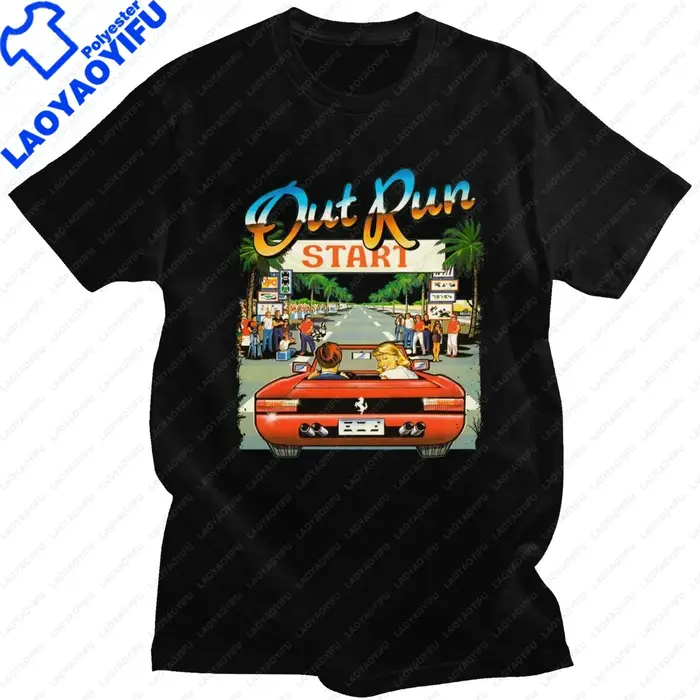 Japon Arcade course jeu vidéo sortie course t-shirt hommes Vintage 80s Console hauts de jeu Outrun t