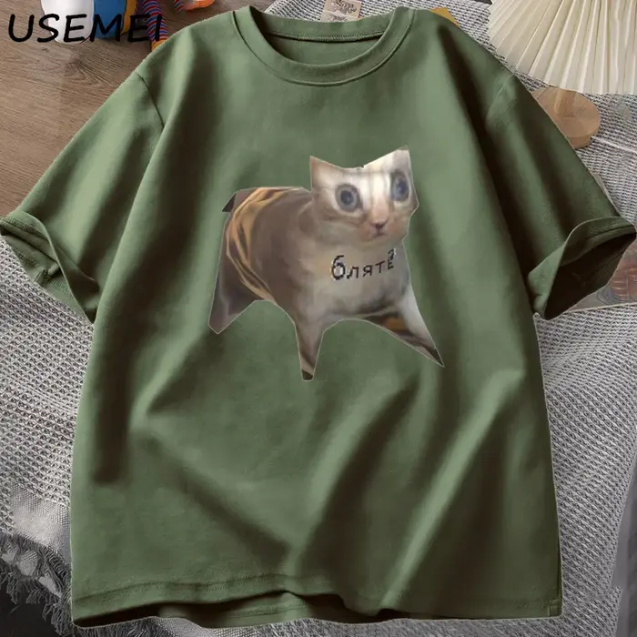 Chat russe Meme T-shirts drôle graphique imprimé
