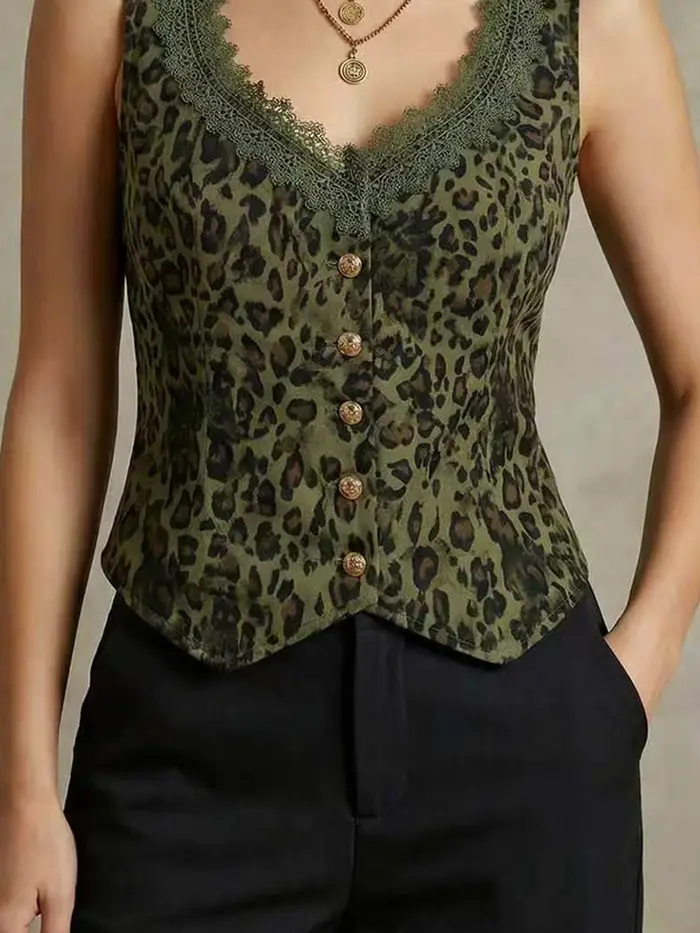 Gilet imprimé léopard pour femme
