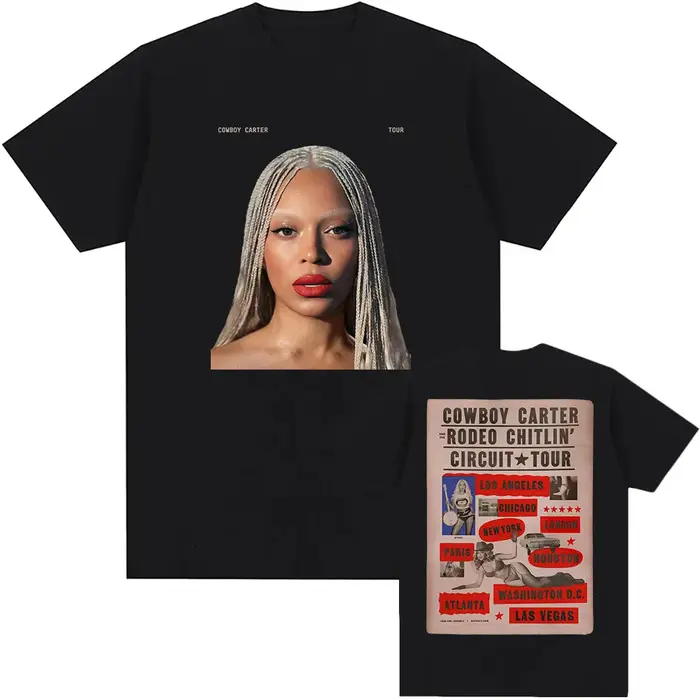 Beyoncé COWBOY CARTER TOUR 2025 T-shirt coton été femmes hommes t-shirts à manches courtes col rond 