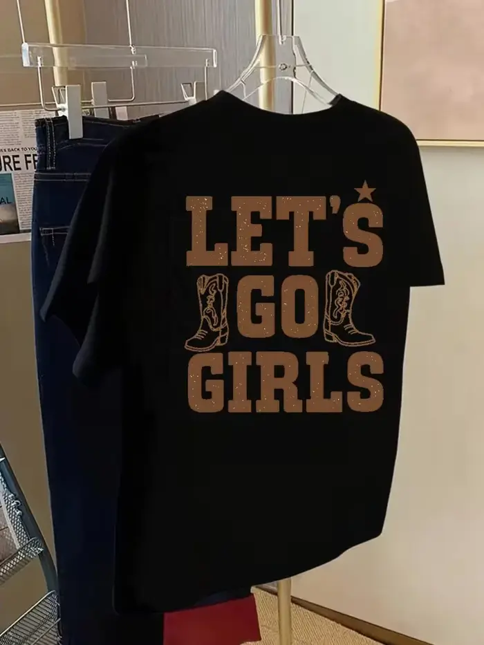T-shirt Western pour femme avec slogan « Let's Go »