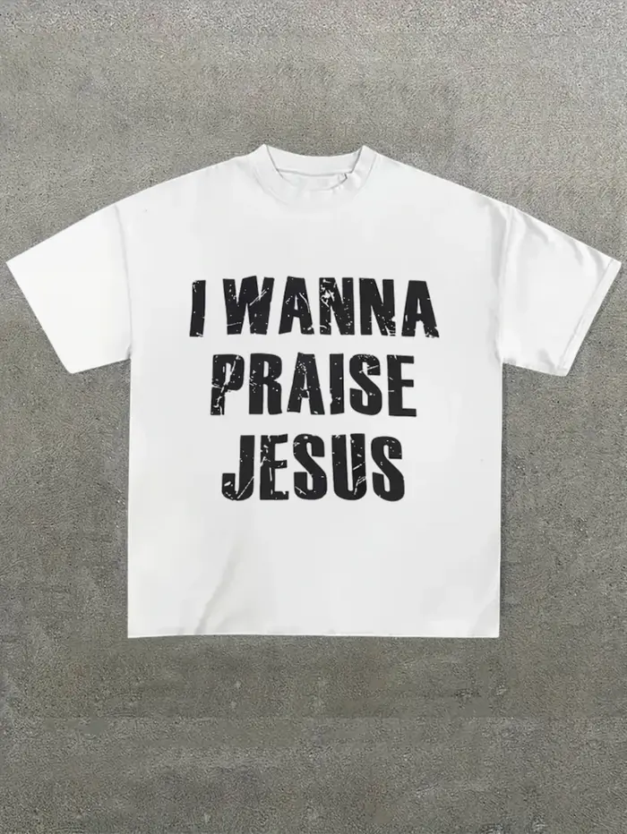 T-Shirt décontracté pour femmes avec texte en détresse "I WANNA PRAISE JESUS", confortable, doux, ma