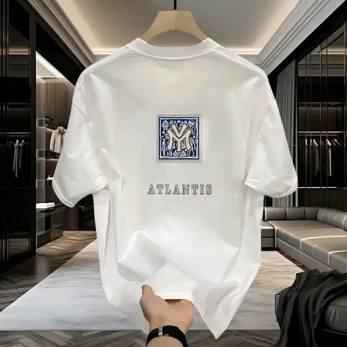 T-shirt pour homme de haute qualité, été, nouveau, en coton pur épais, avec imprimé, élégant, respir