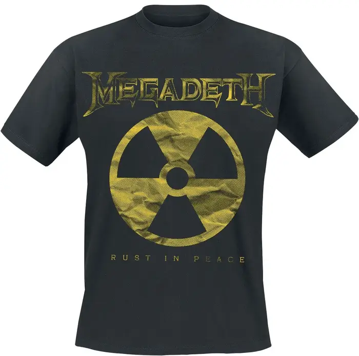 T-shirt imprimé avec symbole de rayonnement Megadeth Rust in Peace, t-shirt neutre décontracté 100% 
