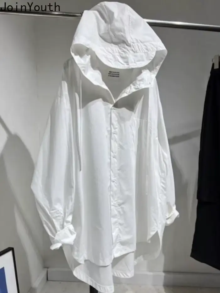 Haut pour femme Blouses surdimensionnées vêtements pour femmes 2025 Blusas Mujer De Moda chemises à capuche à manches longues décontracté mode chemisier blanc