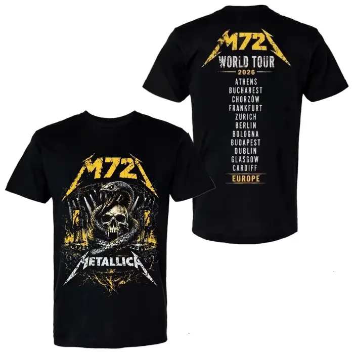 T-shirt Metallica M72 World Tour 2026 Merch, 100% coton, unisexe, pour hommes et femmes, Y2k, de hau
