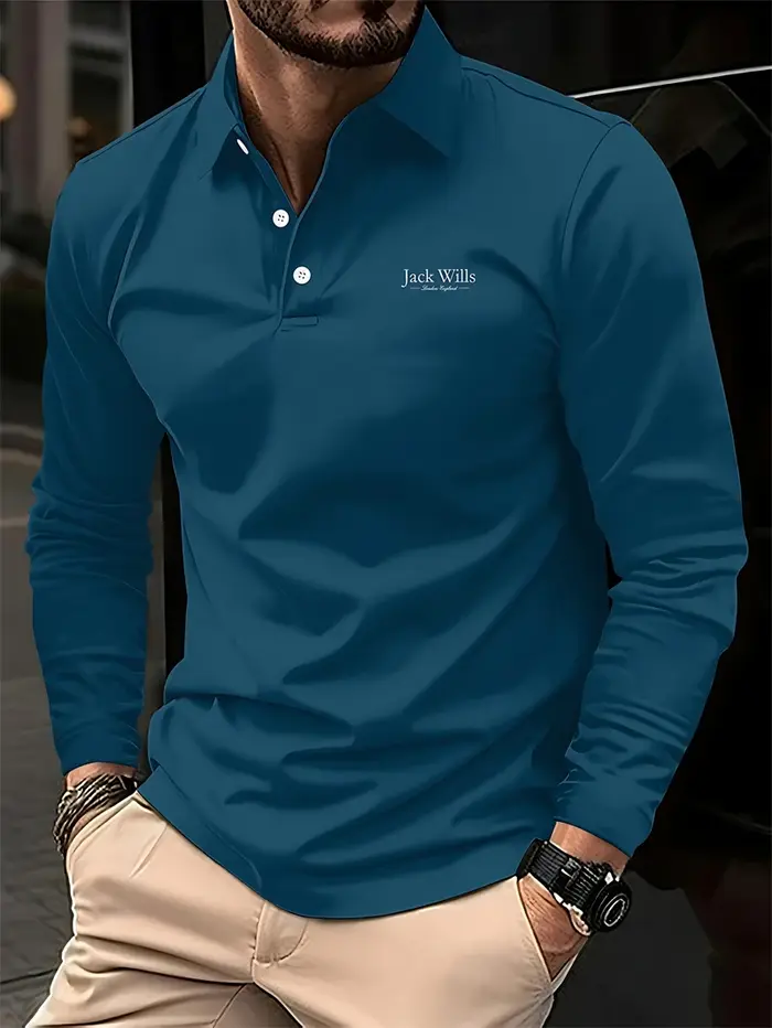 Chemises polo simples de couleur unie pour hommes Mode d'été Manches longues Imprimé 3D Chemise