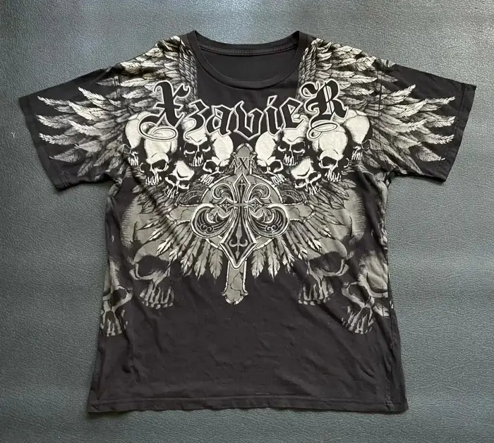 T-shirt d'été pour homme, col rond, imprimé ailes d'ange gothiques et lettres, confortable et respir