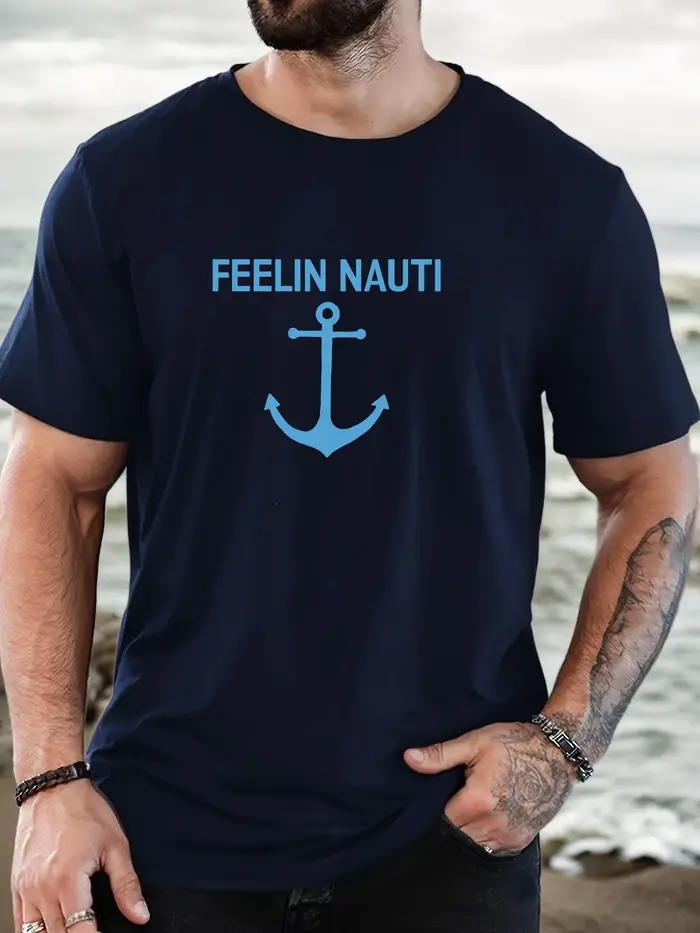 T-shirt court d'été décontracté à col rond pour hommes