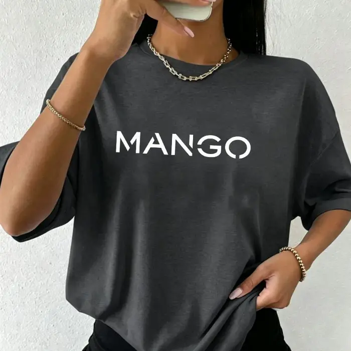 T-shirt décontracté pour femme avec imprimé lettres MANGO