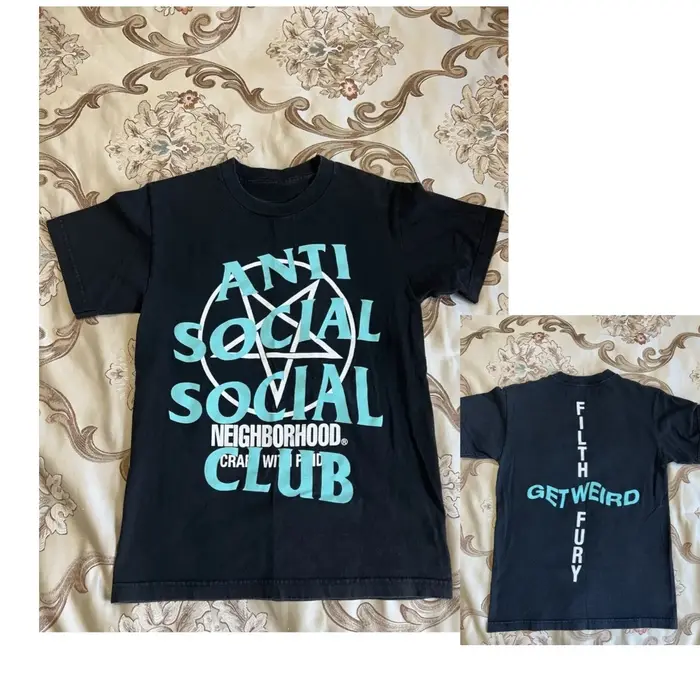 T-shirt décontracté noir et bleu Anti Social Club, marque de luxe pour hommes et femmes