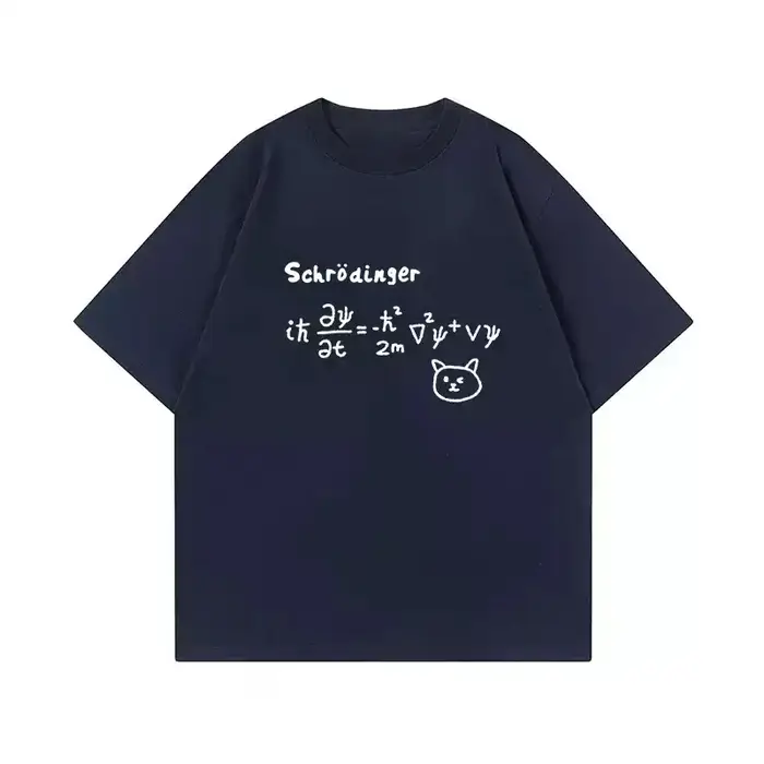 T-shirt graphique pour homme avec équation de Schrödinger, motif chat, humoristique, imprimé science