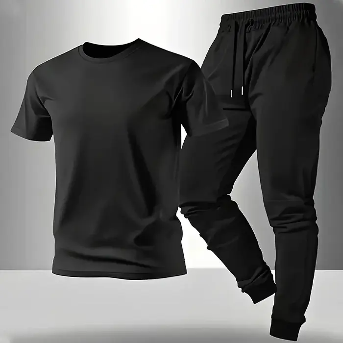 Ensemble Coordonné T-shirts 2 Pièces Été 2026 – Tenue Décontractée Quotidienne à Manches Courtes pour Homme – Confortable et Doux pour la Maison et l'Extérieur – Tailles S-3XL