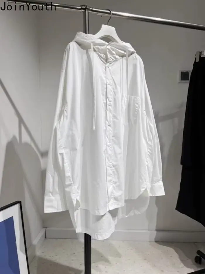 Haut pour femme Blouses surdimensionnées vêtements pour femmes 2025 Blusas Mujer De Moda chemises à capuche à manches longues décontracté mode chemisier blanc
