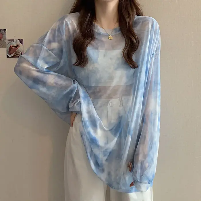 T-shirt ample en maille pour femmes, vêtements de Protection solaire, débardeur à manches larges, St