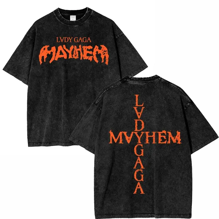 T-shirt vintage Lady Gaga Mayhem pour homme, coupe ample, coton délavé, imprimé graphique, style rét