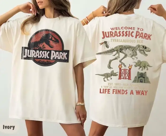 Chemise vintage Jurassic Park, t-shirt Dino des années 90, t-shirt graphique avec logo Jurassic Worl