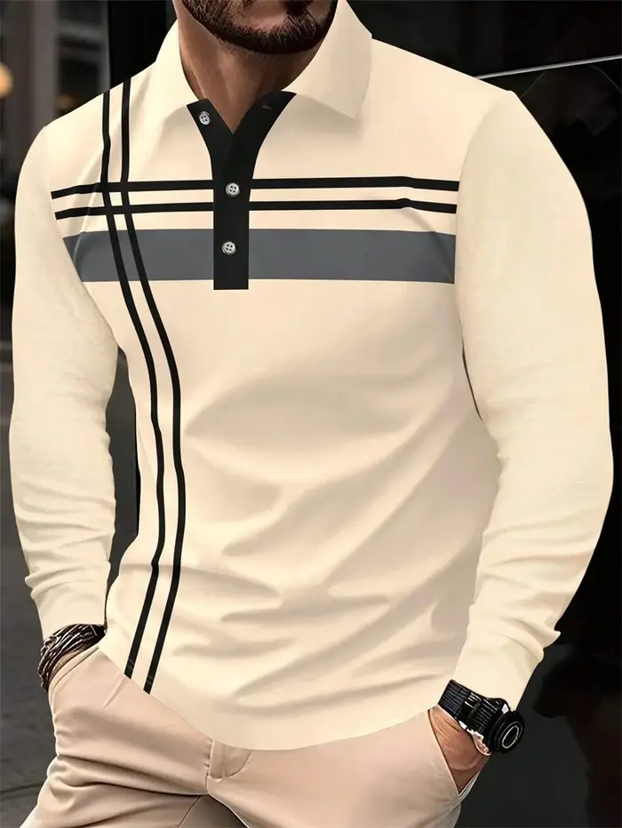 Chemises polo à rayures simples pour hommes
