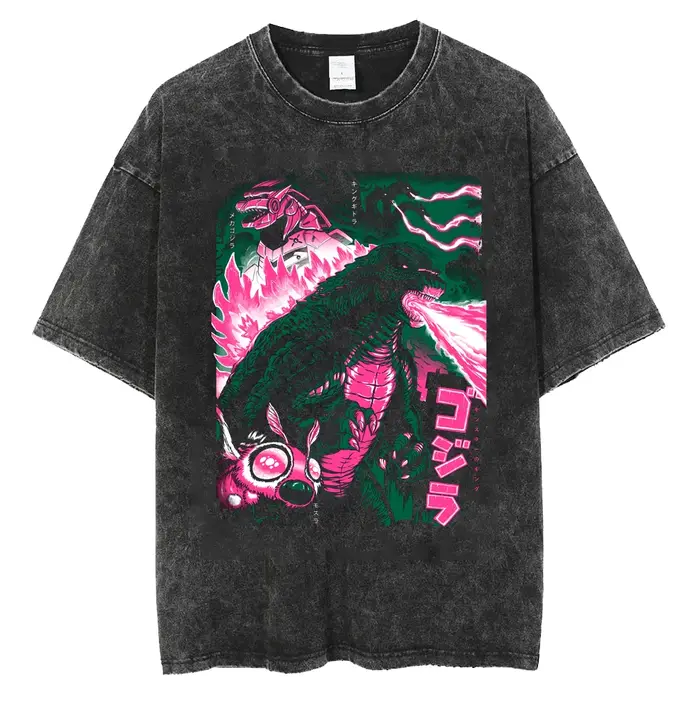 Godzilla 2026 nouveau T-Shirt chaud Godzilla monstre lavé vieux coton Vintage T-Shirt ample Y2k homm