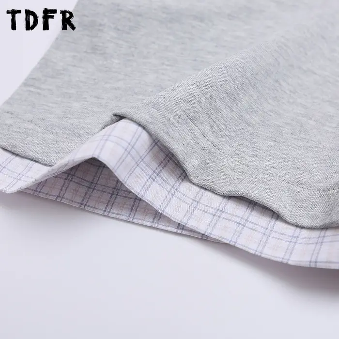 Lettre imprimer faux deux pièces polos hommes décontracté Streetwear été ample à manches courtes couverture en coton