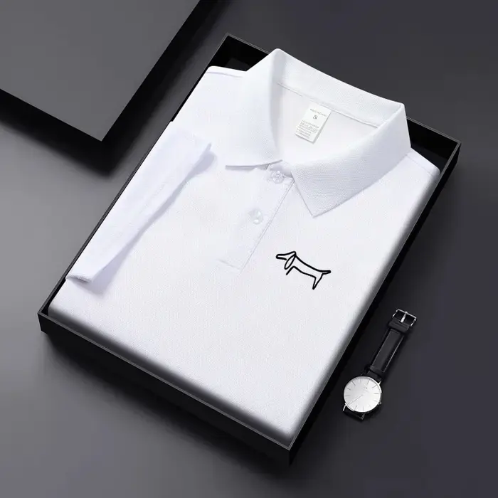 Nouveau T-shirt décontracté à col pour homme en tissu respirant de couleur unie, idéal pour le golf,