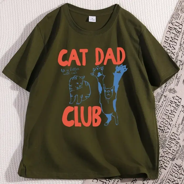 Chat papa T-Shirt drôle hommes décontracté